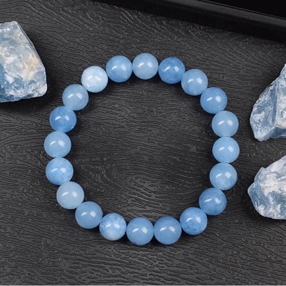 Hand Crafted Jewelry - 🆕New Aquamarine Blue Jade 8mm Healing Gemstone Bracelet